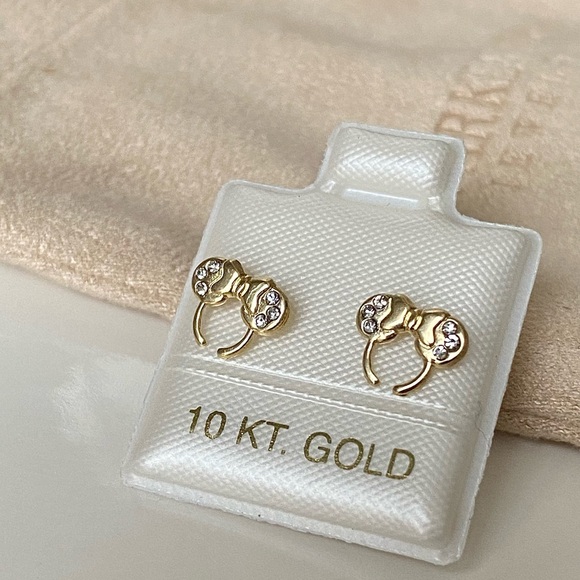 10k Solid Gold Minnie Mouse Earrings / Children’s Earrings /Gold Piercing Studs - Picture 5 of 14